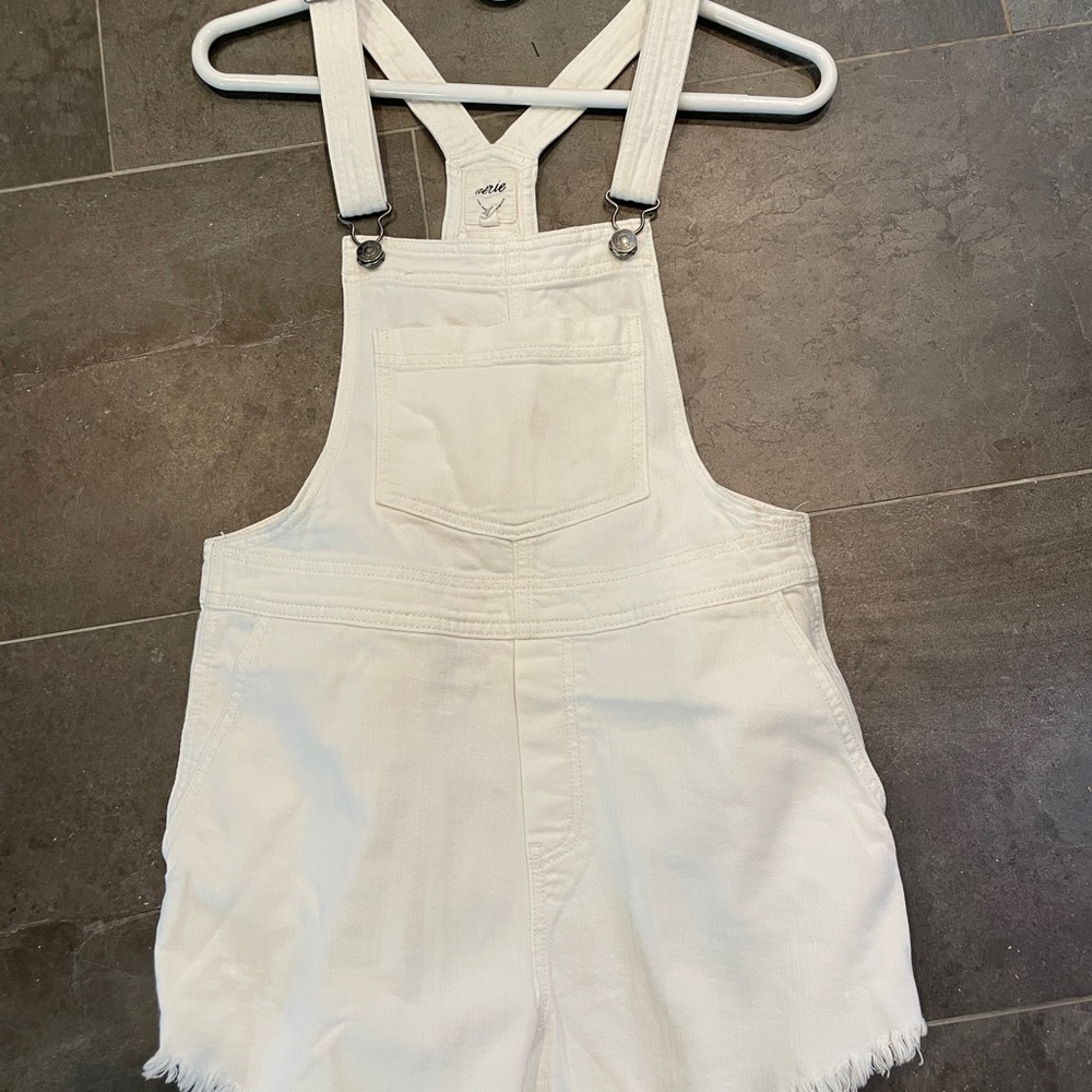 Aerie White Denim Overalls